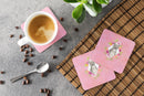 Blue Pit Bull Terrier Pink Flowers Coasters - Set of 4 Lightweight Foam, Absorbent Drink Coasters  CK4269FC