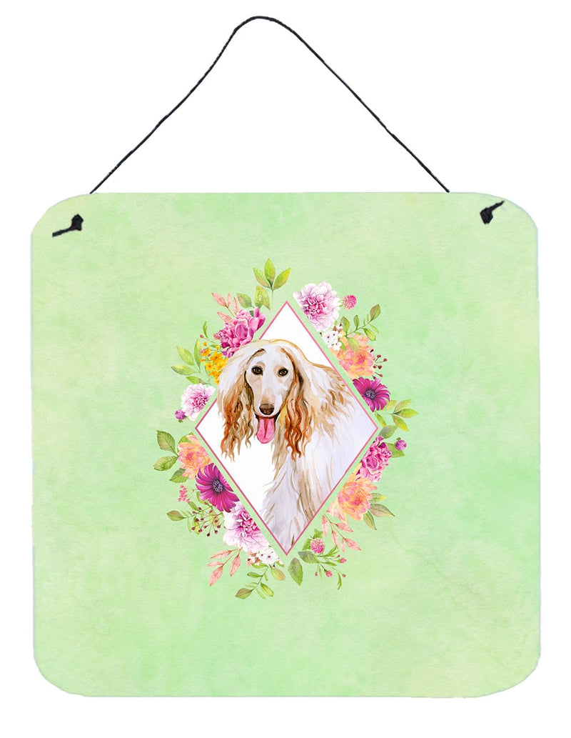 Afghan Hound Green Flowers Wall or Door Hanging Prints CK4270DS66