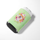 Akita Green Flowers Can or Bottle Hugger CK4271CC