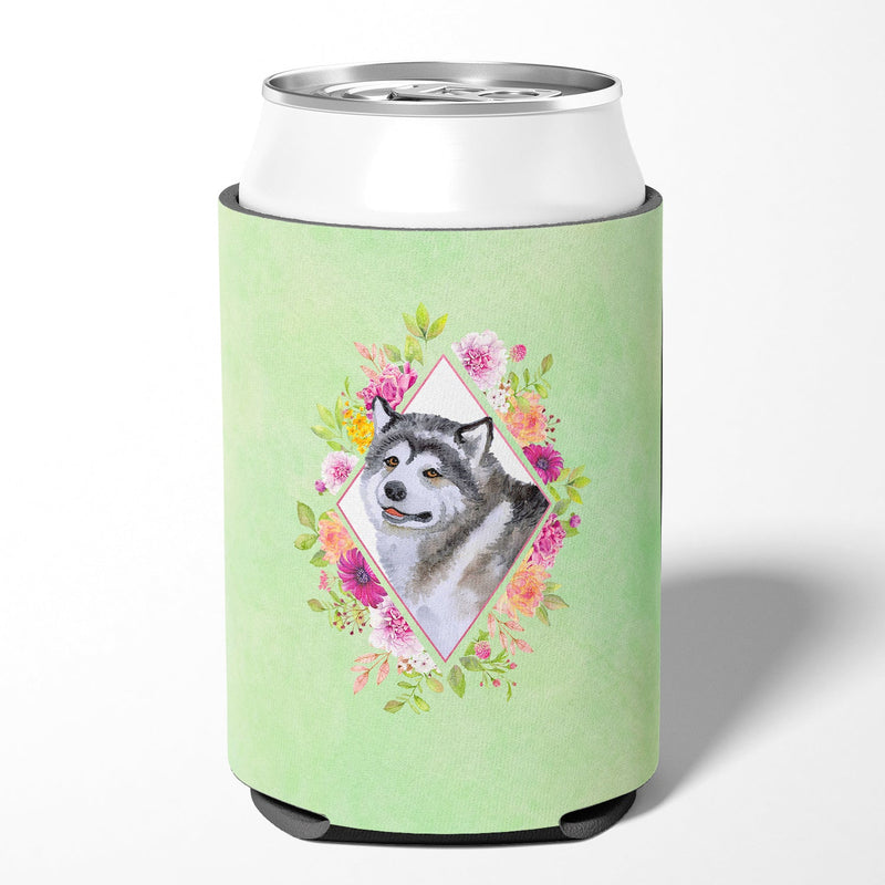 Alaskan Malamute Green Flowers Can or Bottle Hugger CK4272CC