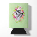 Alaskan Malamute Green Flowers Can or Bottle Hugger CK4272CC