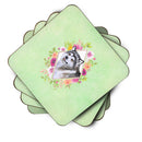 Alaskan Malamute Green Flowers Coasters - Set of 4 Lightweight Foam, Absorbent Drink Coasters  CK4272FC