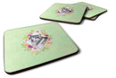 Alaskan Malamute Green Flowers Coasters - Set of 4 Lightweight Foam, Absorbent Drink Coasters  CK4272FC