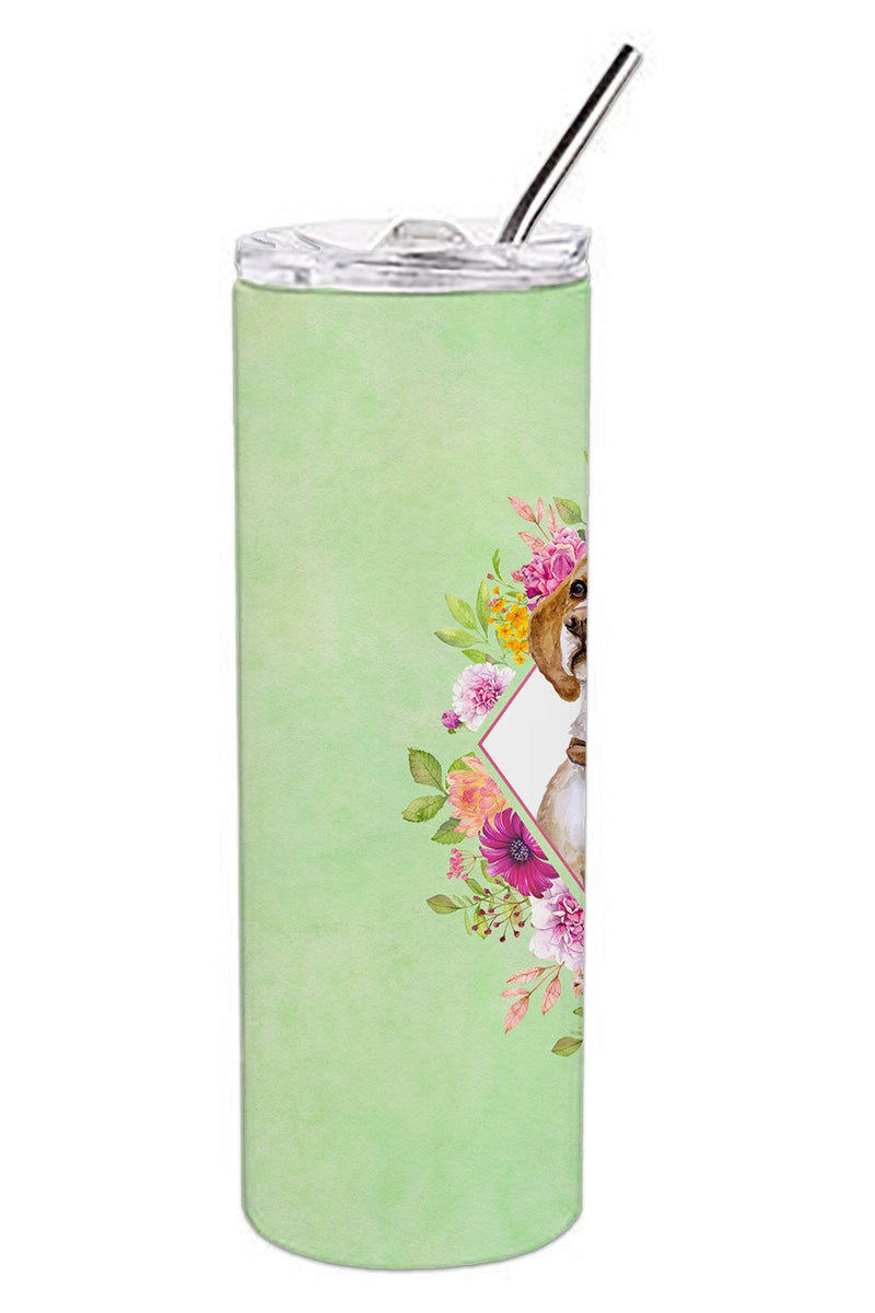 Beagle Green Flowers Double Walled Stainless Steel 20 oz Skinny Tumbler CK4277TBL20