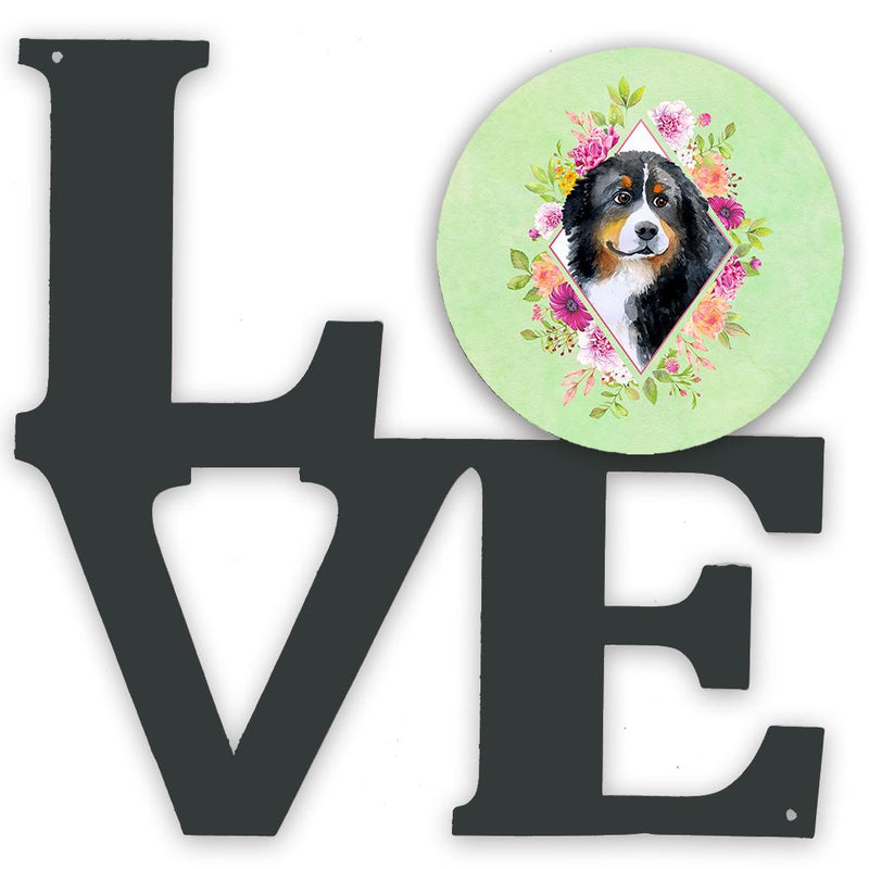 Bernese Mountain Dog Green Flowers Decorative Wall Art – Artist-Designed Metal Print for Home or Office CK4278WALV