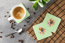 Borboel Mastiff Green Flowers Coasters - Set of 4 Lightweight Foam, Absorbent Drink Coasters  CK4281FC