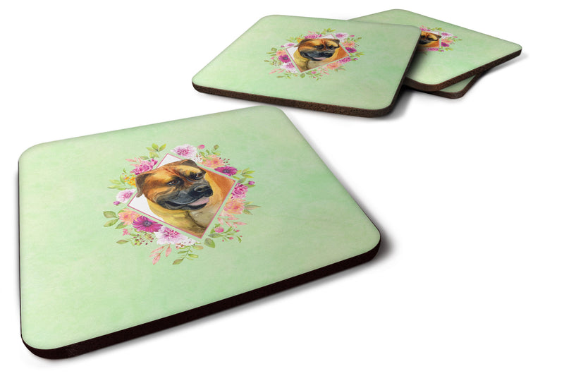 Borboel Mastiff Green Flowers Coasters - Set of 4 Lightweight Foam, Absorbent Drink Coasters  CK4281FC