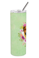 Borboel Mastiff Green Flowers Double Walled Stainless Steel 20 oz Skinny Tumbler CK4281TBL20