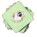 Borzoi Green Flowers Coasters - Set of 4 Lightweight Foam, Absorbent Drink Coasters  CK4282FC
