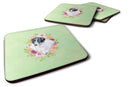 Borzoi Green Flowers Coasters - Set of 4 Lightweight Foam, Absorbent Drink Coasters  CK4282FC
