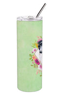 Borzoi Green Flowers Double Walled Stainless Steel 20 oz Skinny Tumbler CK4282TBL20
