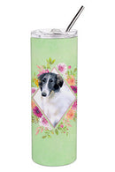 Borzoi Green Flowers Double Walled Stainless Steel 20 oz Skinny Tumbler CK4282TBL20