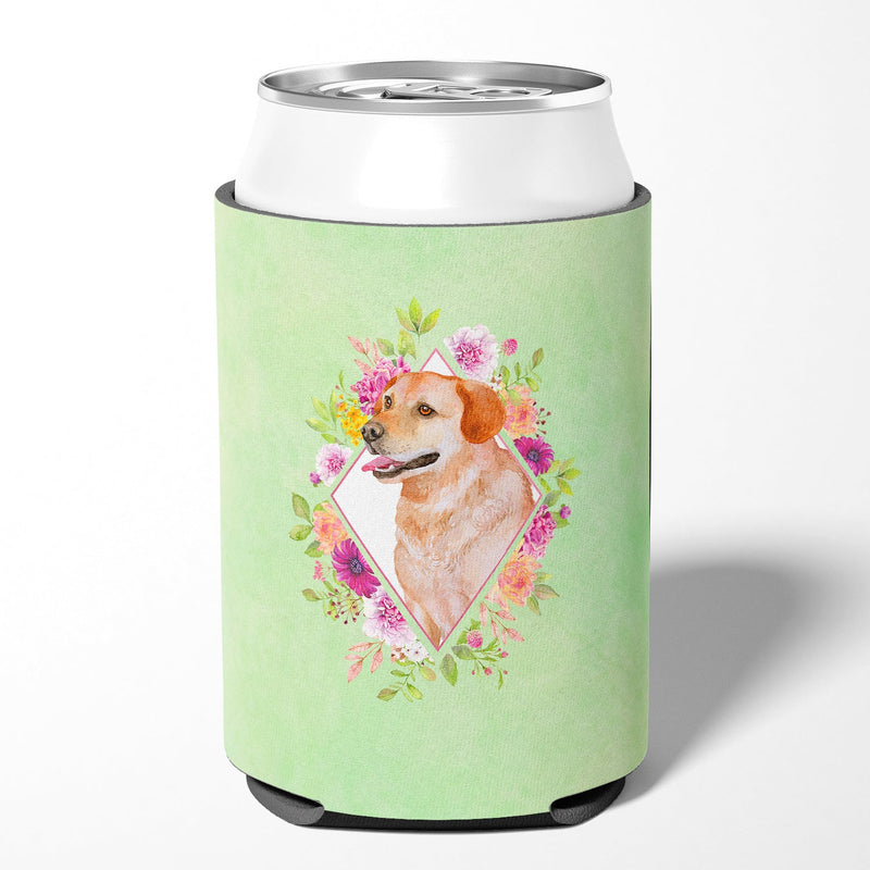 Yellow Labrador Retriever Green Flowers Can or Bottle Hugger CK4318CC