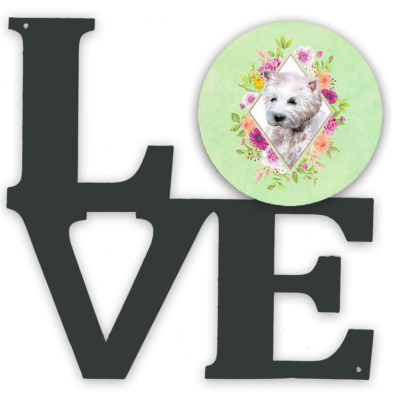 West Highland White Terrier Green Flowers Metal Wall Artwork LOVE CK4353WALV