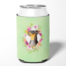Black Miniature Pinscher Green Flowers Can or Bottle Hugger CK4356CC