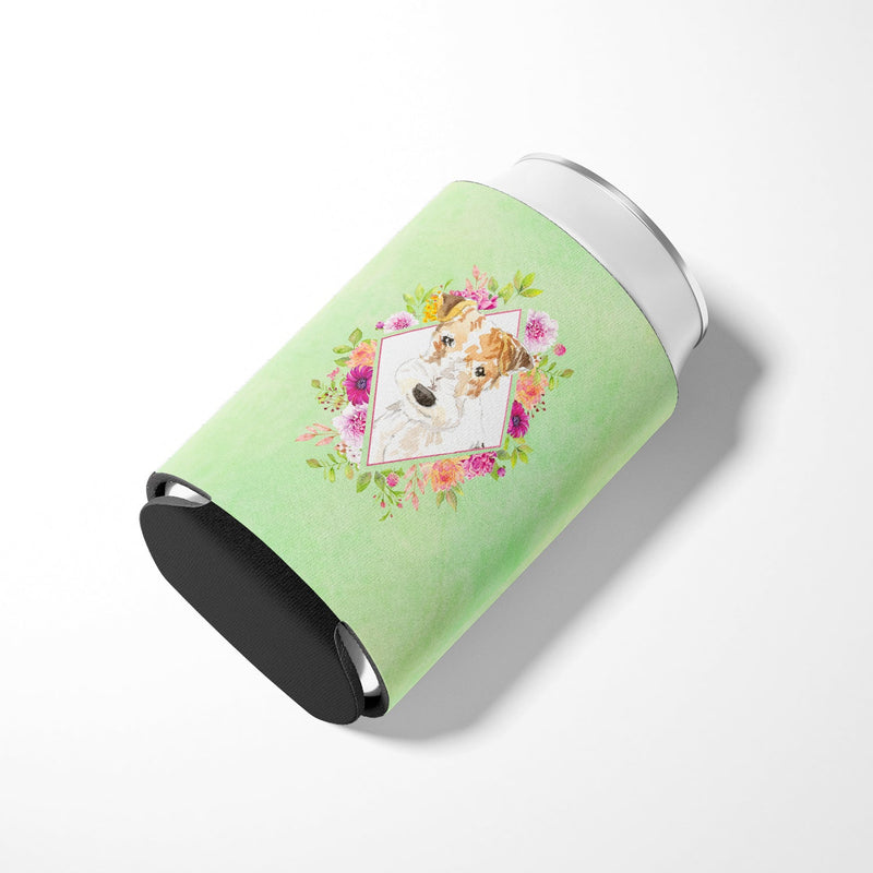 Fox Terrier Green Flowers Can or Bottle Hugger CK4359CC