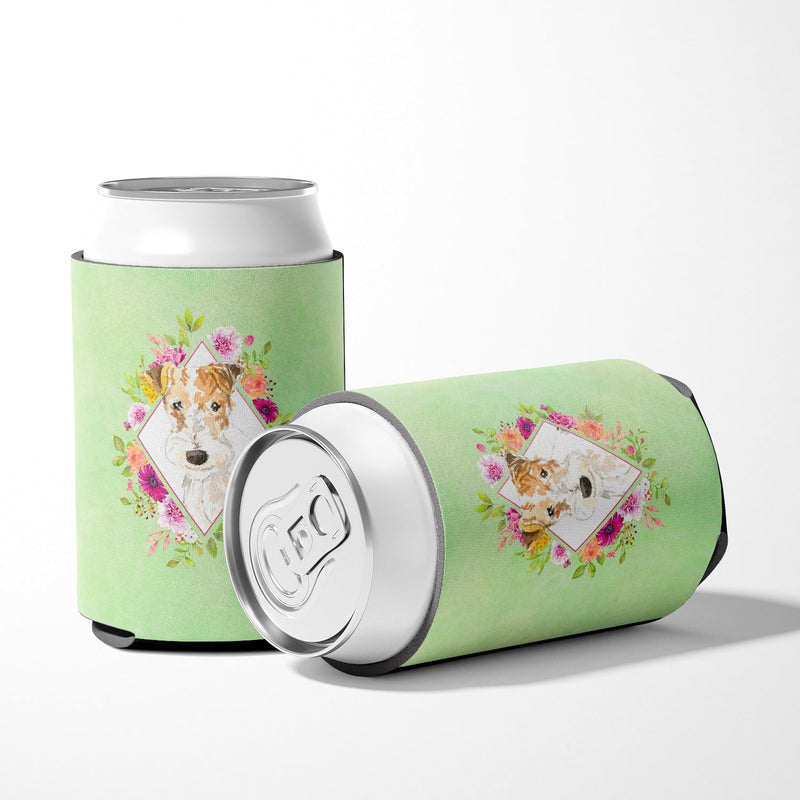 Fox Terrier Green Flowers Can or Bottle Hugger CK4359CC