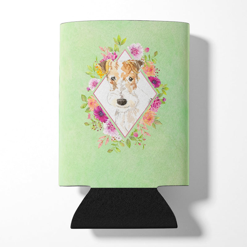 Fox Terrier Green Flowers Can or Bottle Hugger CK4359CC