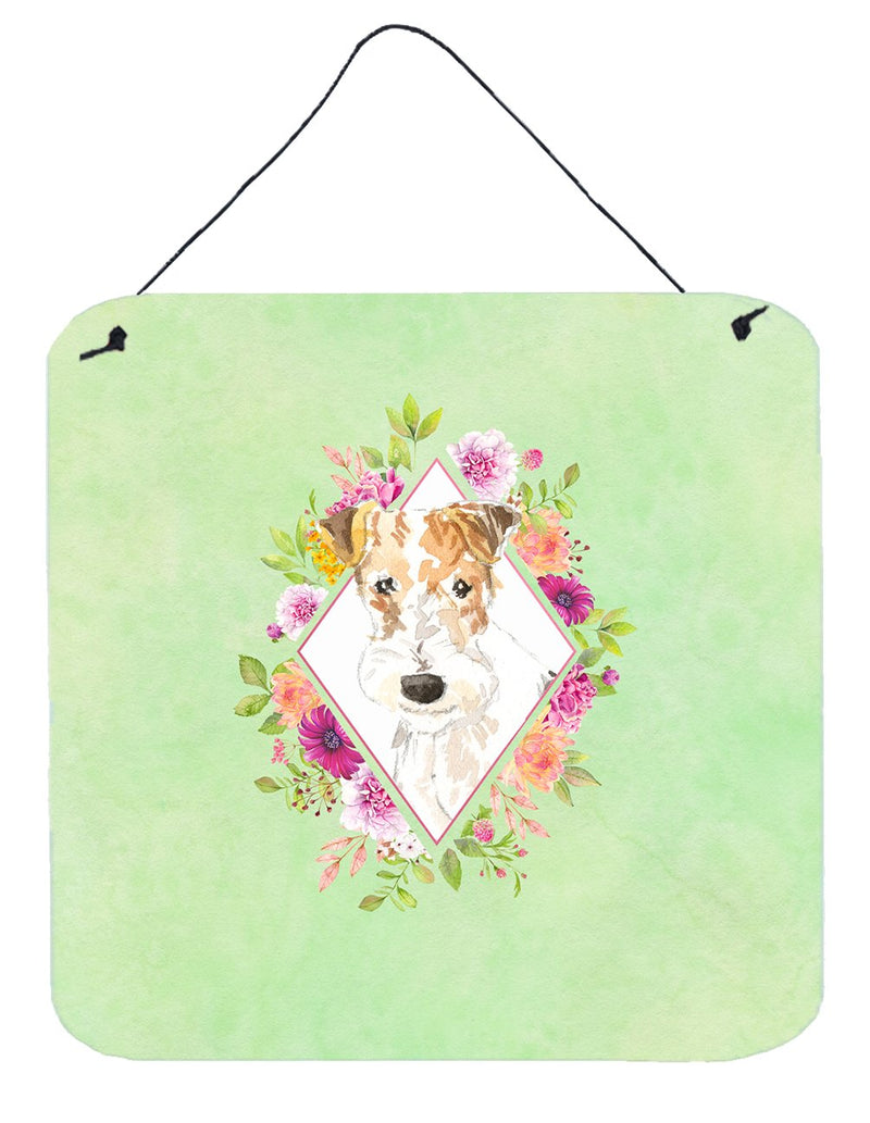 Fox Terrier Green Flowers Wall or Door Hanging Prints CK4359DS66