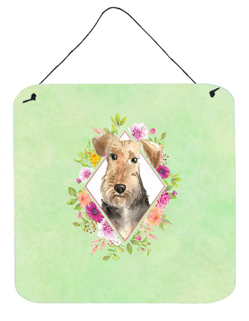 Airedale Terrier Green Flowers Wall or Door Hanging Prints CK4364DS66