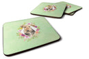 Airedale Terrier Green Flowers Coasters - Set of 4 Lightweight Foam, Absorbent Drink Coasters  CK4364FC