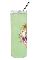 Airedale Terrier Green Flowers Double Walled Stainless Steel 20 oz Skinny Tumbler CK4364TBL20