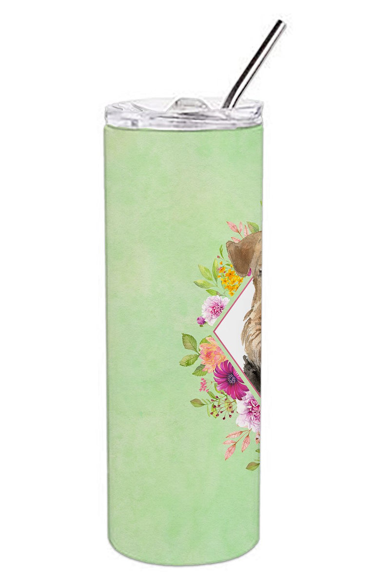 Airedale Terrier Green Flowers Double Walled Stainless Steel 20 oz Skinny Tumbler CK4364TBL20