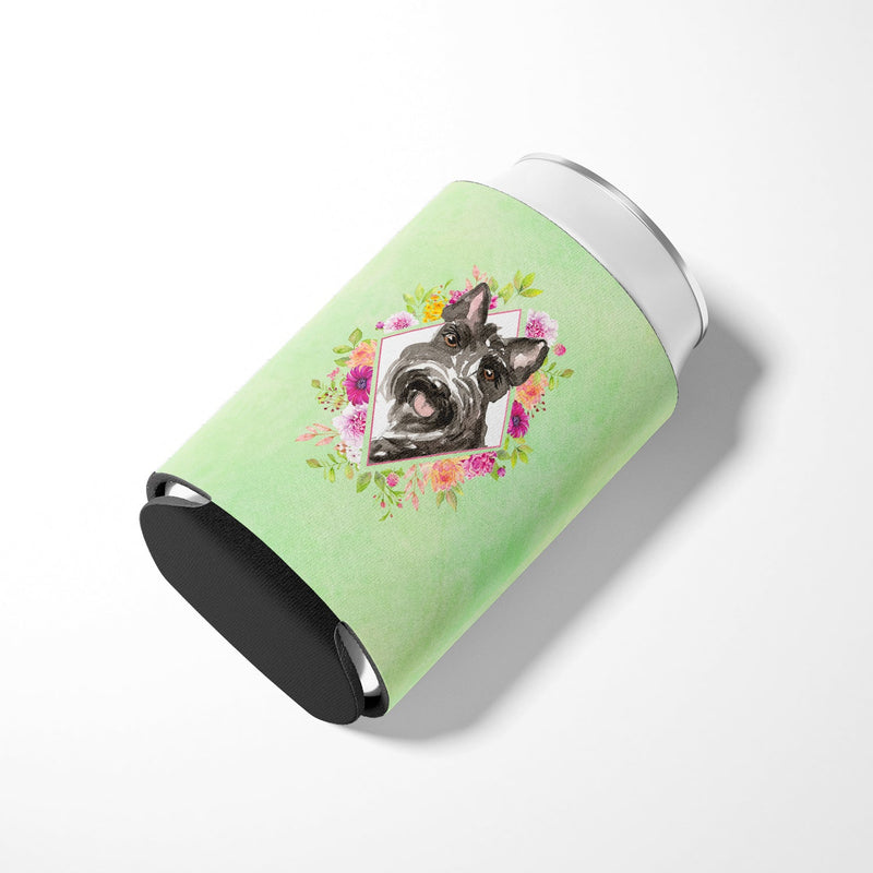 Scottish Terrier Green Flowers Can or Bottle Hugger CK4374CC