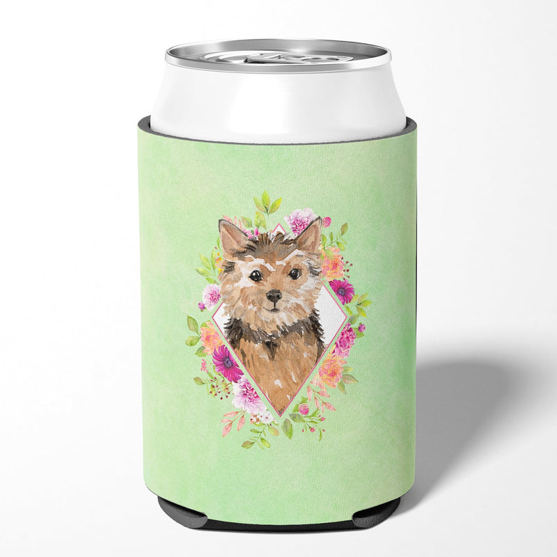 Norwich Terrier Green Flowers Can or Bottle Hugger CK4380CC