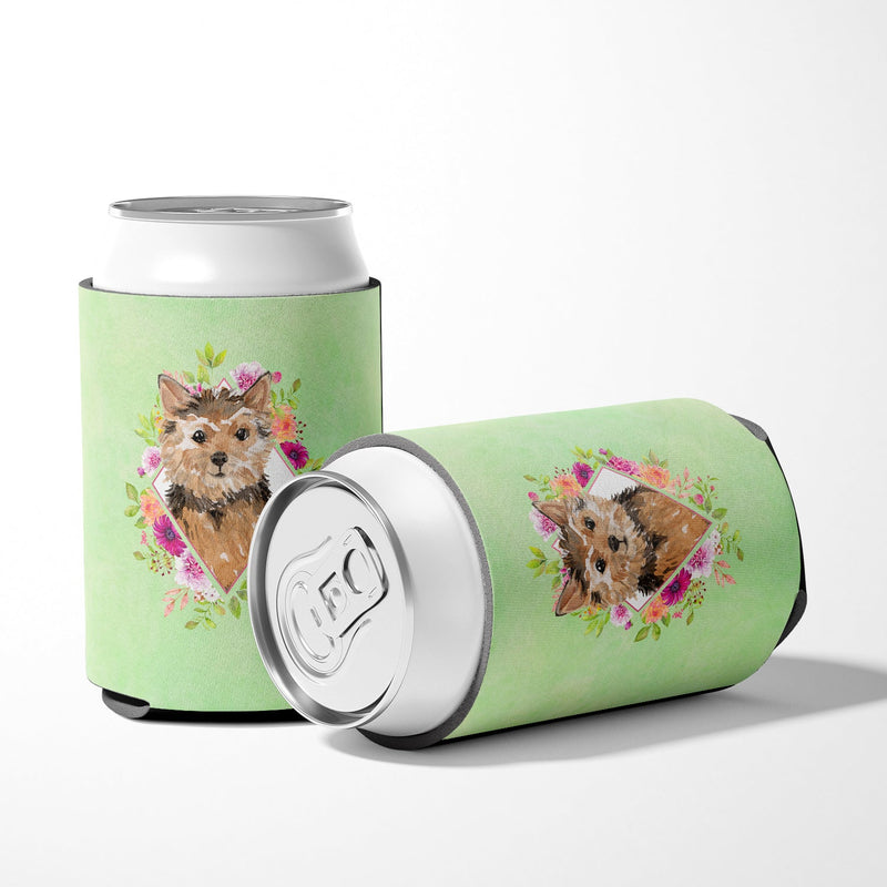 Norwich Terrier Green Flowers Can or Bottle Hugger CK4380CC