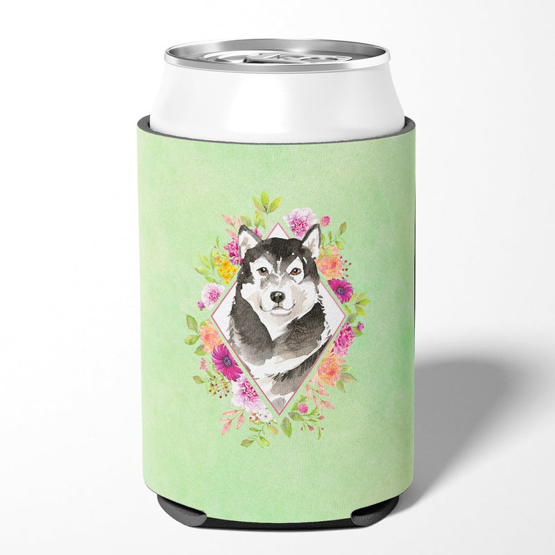 Alaskan Malamute Green Flowers Can or Bottle Hugger CK4384CC