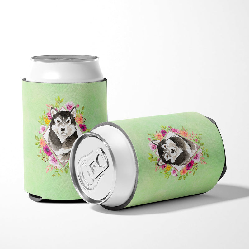 Alaskan Malamute Green Flowers Can or Bottle Hugger CK4384CC