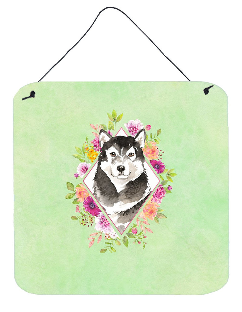 Alaskan Malamute Green Flowers Wall or Door Hanging Prints CK4384DS66