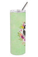 Alaskan Malamute Green Flowers Double Walled Stainless Steel 20 oz Skinny Tumbler CK4384TBL20