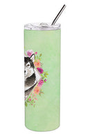 Alaskan Malamute Green Flowers Double Walled Stainless Steel 20 oz Skinny Tumbler CK4384TBL20