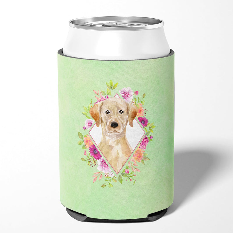 Yellow Lab Green Flowers Can or Bottle Hugger CK4387CC