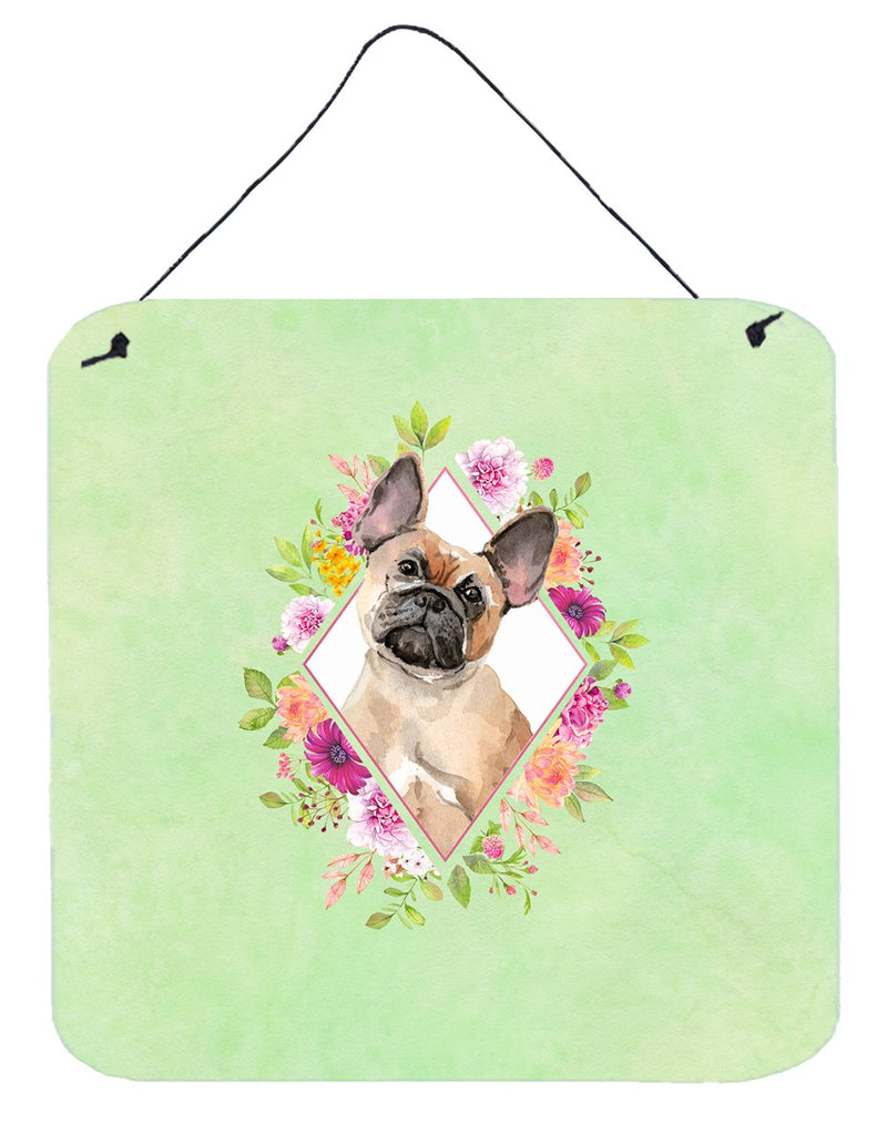 Fawn French Bulldog Green Flowers Wall or Door Hanging Prints CK4398DS66