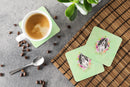 Black Parti Cocker Spaniel Green Flowers Coasters - Set of 4 Lightweight Foam, Absorbent Drink Coasters  CK4404FC