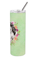 Black Parti Cocker Spaniel Green Flowers Double Walled Stainless Steel 20 oz Skinny Tumbler CK4404TBL20