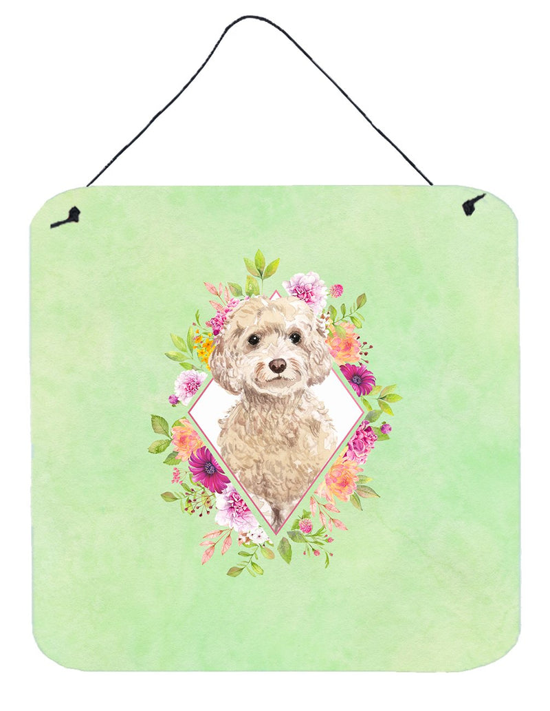 Champagne Cockapoo Green Flowers Wall or Door Hanging Prints CK4406DS66