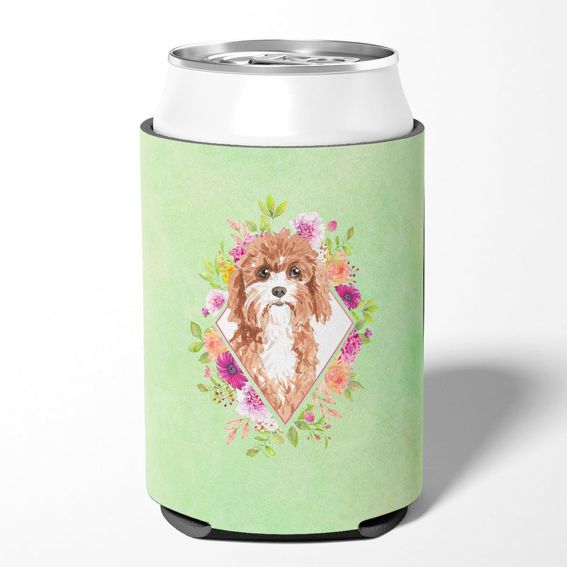 Cavapoo Green Flowers Can or Bottle Hugger CK4407CC