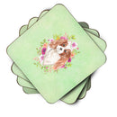 Blenheim Cavalier Spaniel Green Flowers Coasters - Set of 4 Lightweight Foam, Absorbent Drink Coasters  CK4408FC