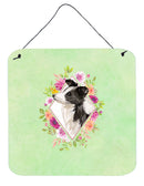 Border Collie Green Flowers Wall or Door Hanging Prints CK4418DS66