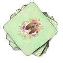 Bloodhound Green Flowers Coasters - Set of 4 Lightweight Foam, Absorbent Drink Coasters  CK4419FC