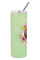 Bloodhound Green Flowers Double Walled Stainless Steel 20 oz Skinny Tumbler CK4419TBL20
