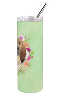 Bloodhound Green Flowers Double Walled Stainless Steel 20 oz Skinny Tumbler CK4419TBL20
