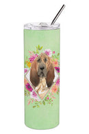 Bloodhound Green Flowers Double Walled Stainless Steel 20 oz Skinny Tumbler CK4419TBL20