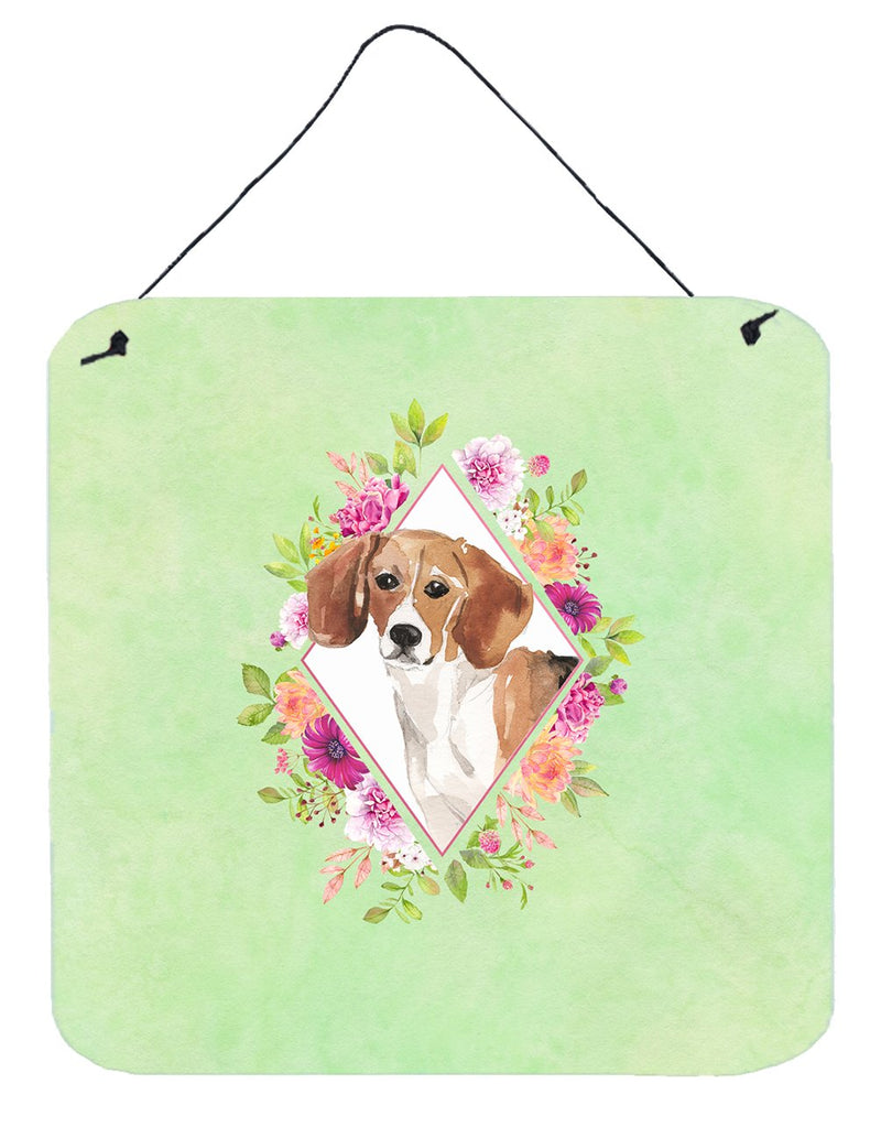 Beagle Green Flowers Wall or Door Hanging Prints CK4425DS66