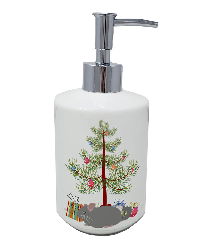 Agouti Chinchilla Merry Christmas Ceramic Soap Dispenser