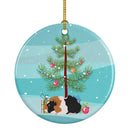 Abyssinian Guinea Pig Merry Christmas Ornament - Round Ceramic Ornament – Artist-Designed Keepsake Decoration